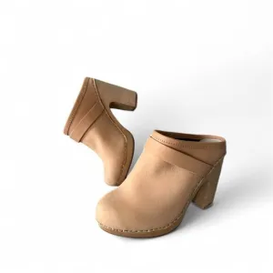 Jeffrey Campbell Clog Wood Platform Suede Nubuck Beige Clogs Womens shoes