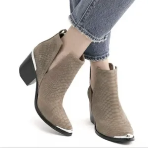 Jeffrey Campbell Cromwell Khaki Snake Ankle Booties Boots Size 6