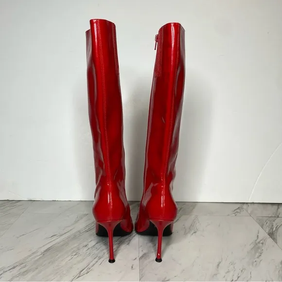 Jeffrey Campbell Darlings Red Pointy Toe Heeled Tall Boot 7