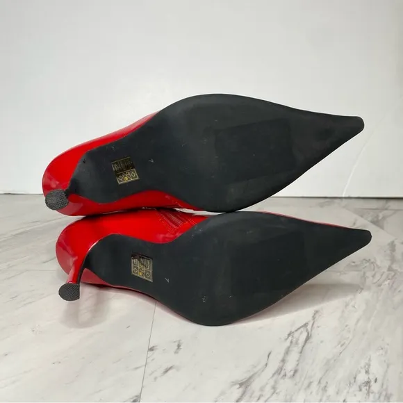 Jeffrey Campbell Darlings Red Pointy Toe Heeled Tall Boot 7