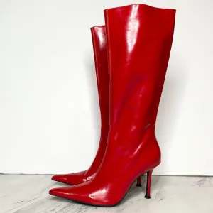 Jeffrey Campbell Darlings Red Pointy Toe Heeled Tall Boot 7