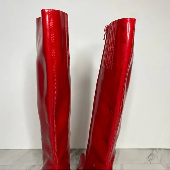 Jeffrey Campbell Darlings Red Pointy Toe Heeled Tall Boot 7