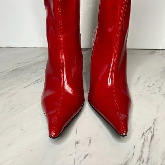 Jeffrey Campbell Darlings Red Pointy Toe Heeled Tall Boot 7