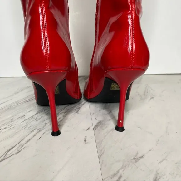 Jeffrey Campbell Darlings Red Pointy Toe Heeled Tall Boot 7