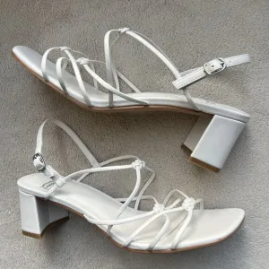 Jeffrey Campbell Illusive White Patent Leather Strappy Heeled Sandals Women US 9