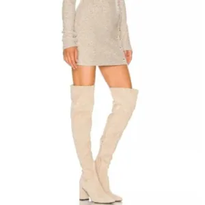 Jeffrey Campbell Parisah 2 Heeled Boots Over The Knee Pointed Toe Ice Suede Sz 5