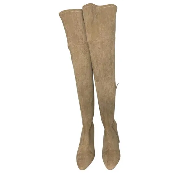 Jeffrey Campbell Parisah 2 Heeled Boots Over The Knee Pointed Toe Ice Suede Sz 5