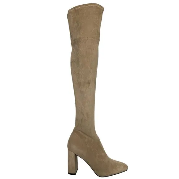 Jeffrey Campbell Parisah 2 Heeled Boots Over The Knee Pointed Toe Ice Suede Sz 5