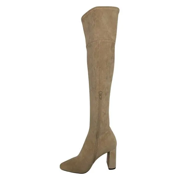 Jeffrey Campbell Parisah 2 Heeled Boots Over The Knee Pointed Toe Ice Suede Sz 5