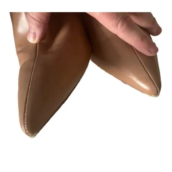 Jeffrey Campbell Patent Nude  Tan Ankle Heeled Boots