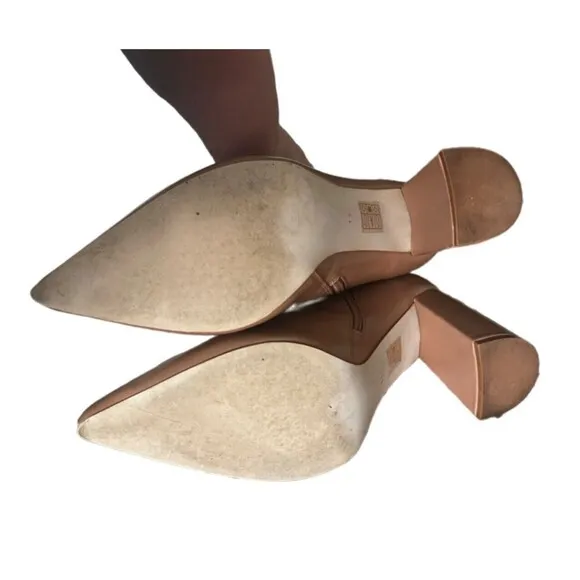 Jeffrey Campbell Patent Nude  Tan Ankle Heeled Boots