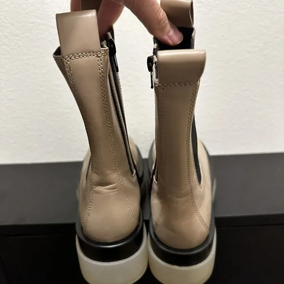 Jeffrey Campbell ‎ Womens Tanked Platform Taupe Chelsea Zip Boots Size 6 New