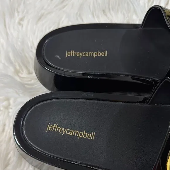 Jeffrey Campbell Black and Gold Women's Slide Sandals