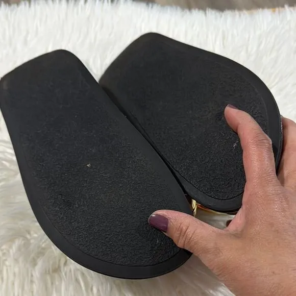 Jeffrey Campbell Black and Gold Women's Slide Sandals