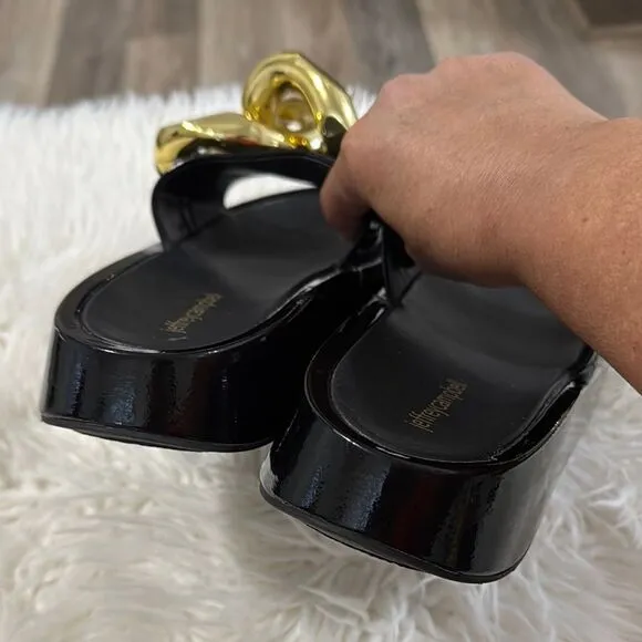 Jeffrey Campbell Black and Gold Women's Slide Sandals