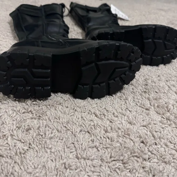 Jessica Buurman Lug Sole Tall Combat Boots with Side Zipper