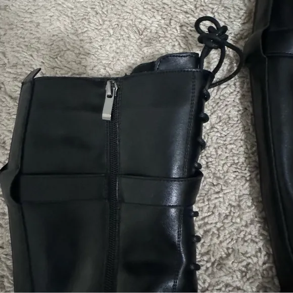 Jessica Buurman Lug Sole Tall Combat Boots with Side Zipper