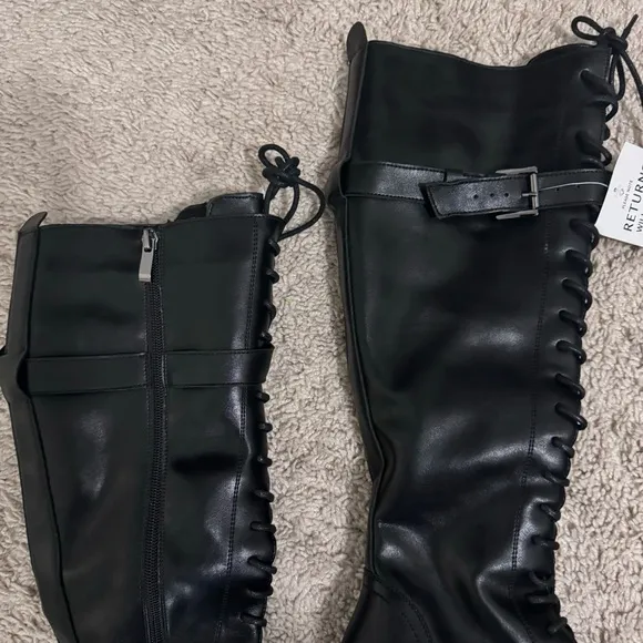 Jessica Buurman Lug Sole Tall Combat Boots with Side Zipper