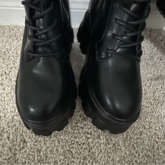 Jessica Buurman Lug Sole Tall Combat Boots with Side Zipper