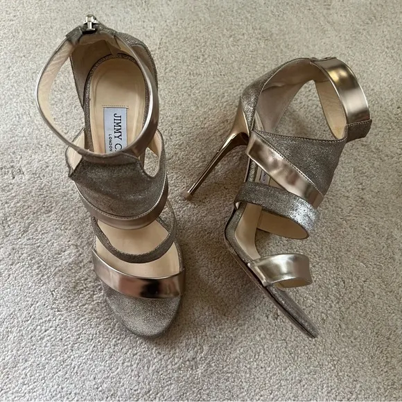 Jimmy Choo Bronze Sandals, Size 39