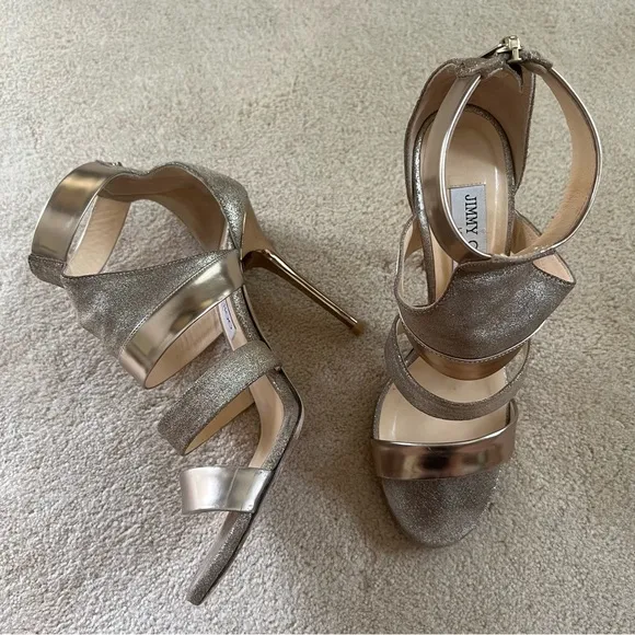 Jimmy Choo Bronze Sandals, Size 39