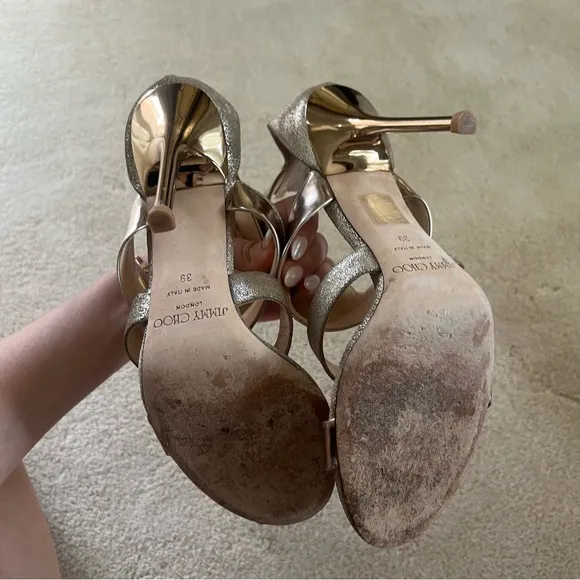Jimmy Choo Bronze Sandals, Size 39