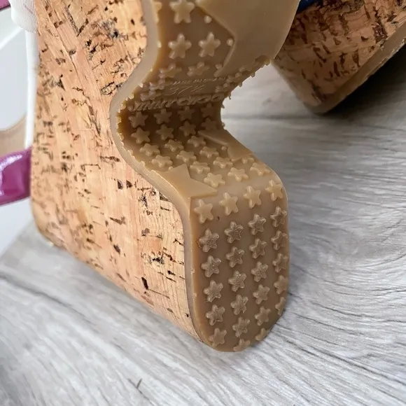Jimmy Choo Purple Gleam Cork Sandals Size 37.5