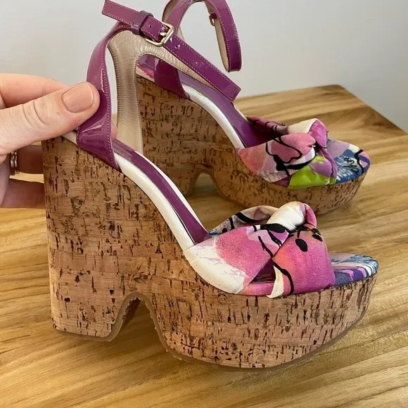 Jimmy Choo Purple Gleam Cork Sandals Size 37.5