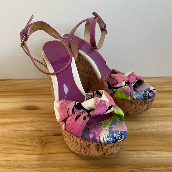 Jimmy Choo Purple Gleam Cork Sandals Size 37.5
