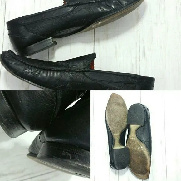 JO Ghost Embossed Leather Slip On Shoes Size 11