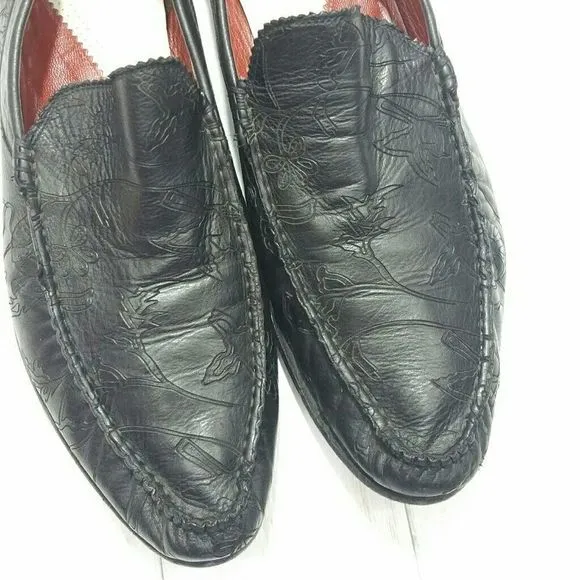 JO Ghost Embossed Leather Slip On Shoes Size 11