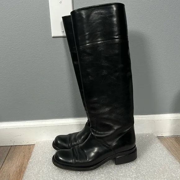 Joan &amp; David Stunning Leather Tall Riding Style Boots Handmade in Italy size 6 M