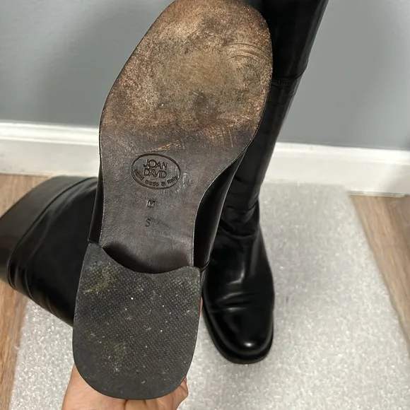 Joan &amp; David Stunning Leather Tall Riding Style Boots Handmade in Italy size 6 M