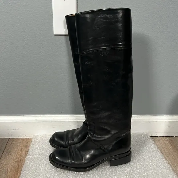 Joan &amp; David Stunning Leather Tall Riding Style Boots Handmade in Italy size 6 M