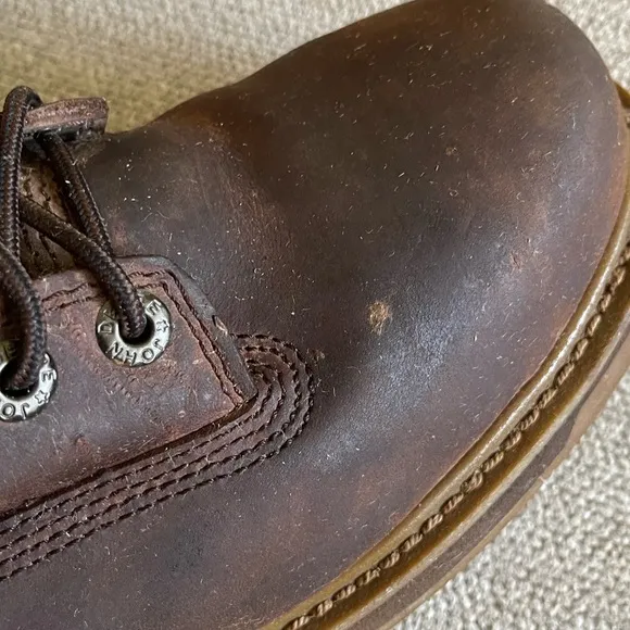 John Deere Steeled Toe Brown Leather Work Boots Size 9.5 Style JD8304