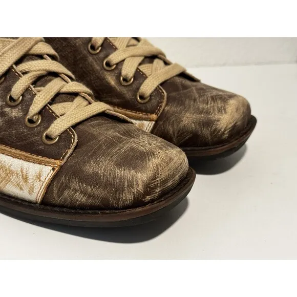 JOHN FLUEVOG Distressed Leather Shoes Sz 11 Brown Tough Love Sucks Unique Artsy