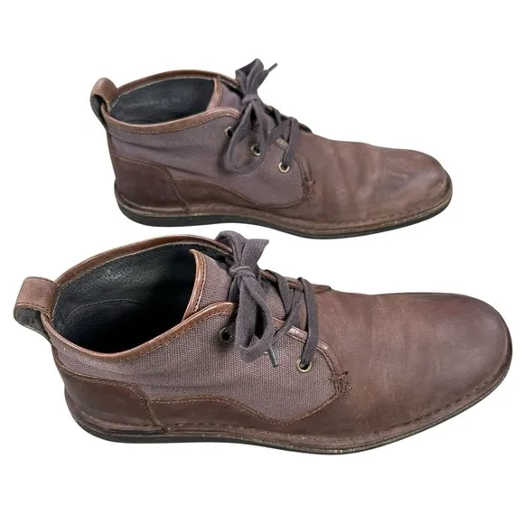 John Varvatos Men's Size 10 M Brown Leather Ankle Boots Chukka Lace-Up