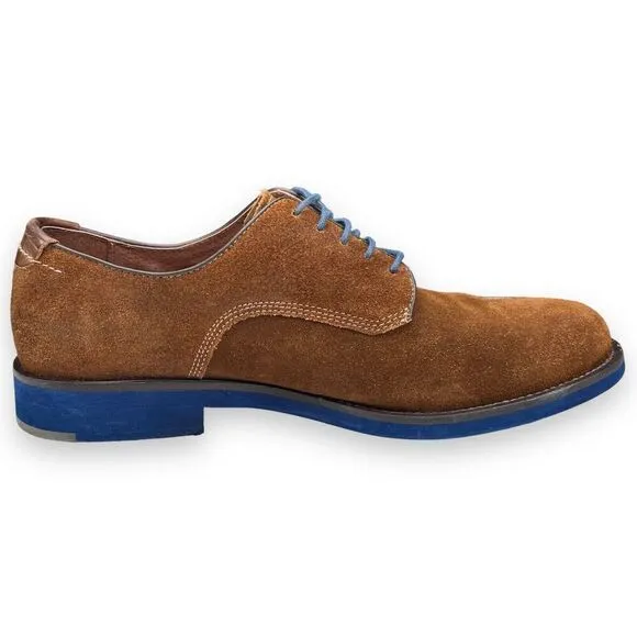 JOHNSTON &amp; MURPHY Mens 9.5 Oxford Brown Suede Sheepskin Casual Dress Shoes