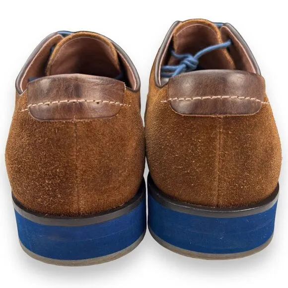 JOHNSTON &amp; MURPHY Mens 9.5 Oxford Brown Suede Sheepskin Casual Dress Shoes