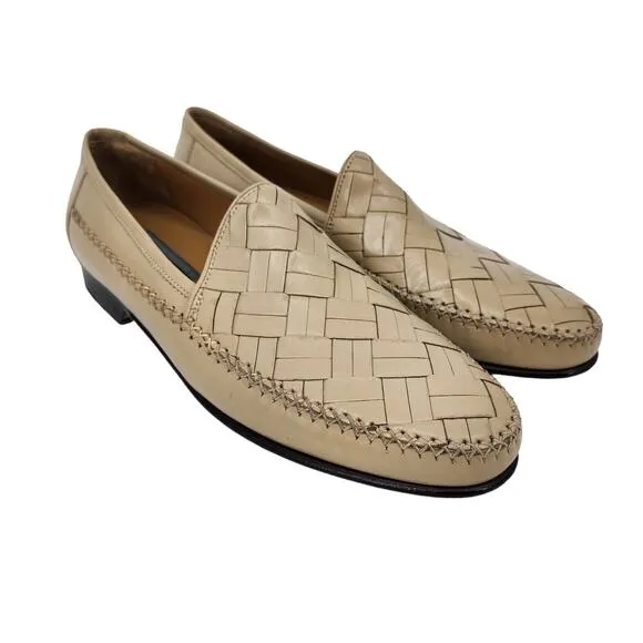 Johnston &amp; Murphy Slip On Weave Cross Woven Brown Slip On Men Shoes Size 9.5