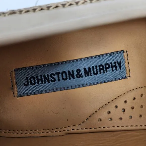 Johnston &amp; Murphy Slip On Weave Cross Woven Brown Slip On Men Shoes Size 9.5