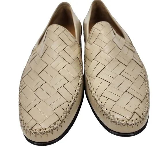 Johnston &amp; Murphy Slip On Weave Cross Woven Brown Slip On Men Shoes Size 9.5