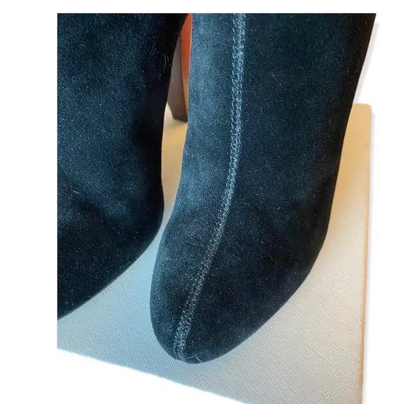 Joie Caviar Black Suede Tall Heeled Boots With Stitching detail