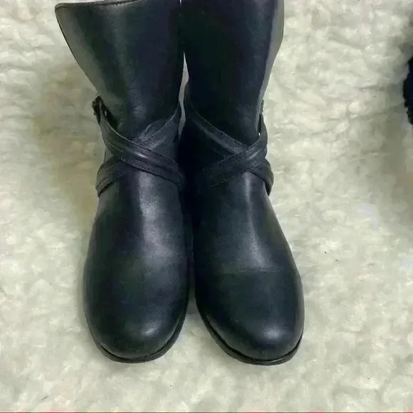 𝅺JOIE Jackson Black Basket Weave Leather Ankle Boot