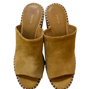 Joie Womens Pendant Tan Suede Peep-Toe Slide Platform Sandals Shoes NWT