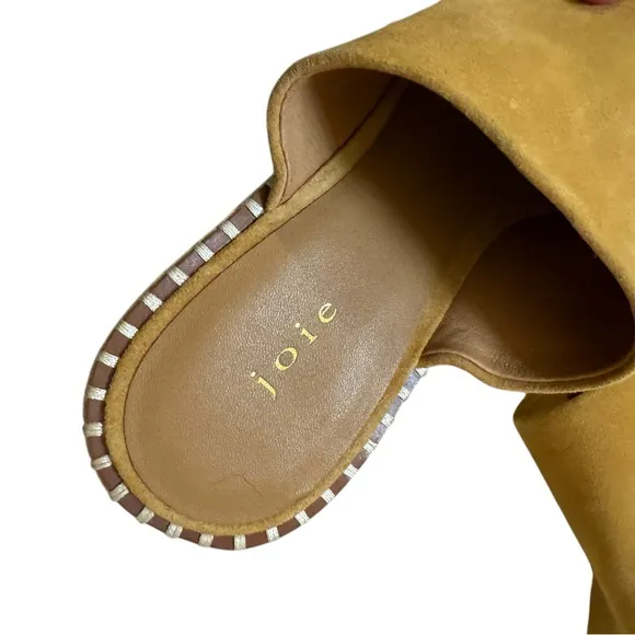 Joie Womens Pendant Tan Suede Peep-Toe Slide Platform Sandals Shoes NWT