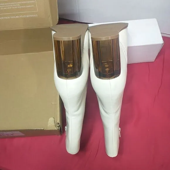 Journee Collection Womens SZ 12 Bone CLEARIE Ankle Boots .