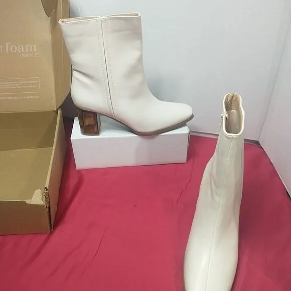 Journee Collection Womens SZ 12 Bone CLEARIE Ankle Boots .