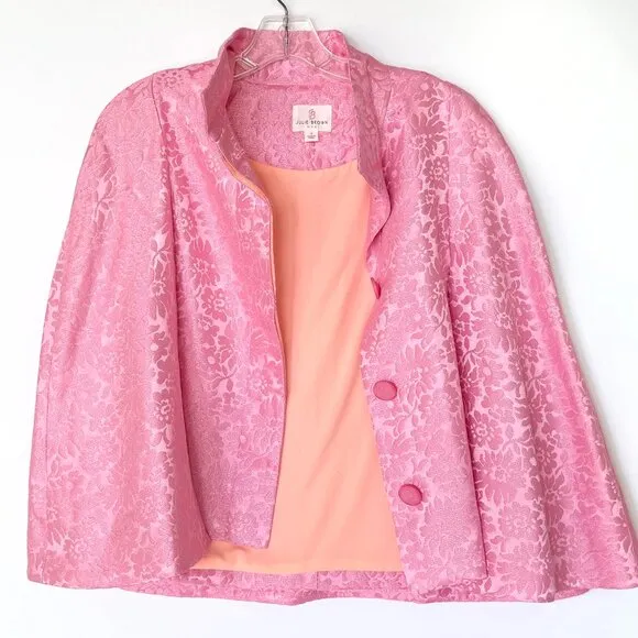 Julie Brown pink Lurex floral brocade capelet