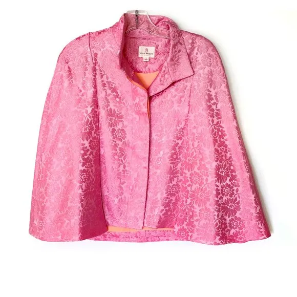 Julie Brown pink Lurex floral brocade capelet